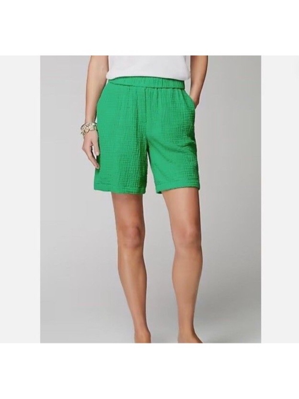 J Jill Cotton Gauze Green Papaya Shorts Size L